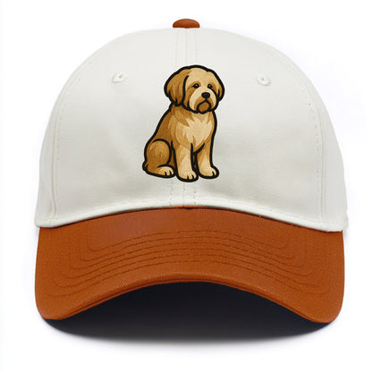 Tibetan Terrier - Gold and white embroidered sitting pose - Two Tone Cap - Orange