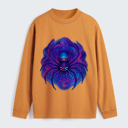 Tech spider with legs showing circuit board patterns, web glowing in - Classic Long Sleeve Shirt - Orange