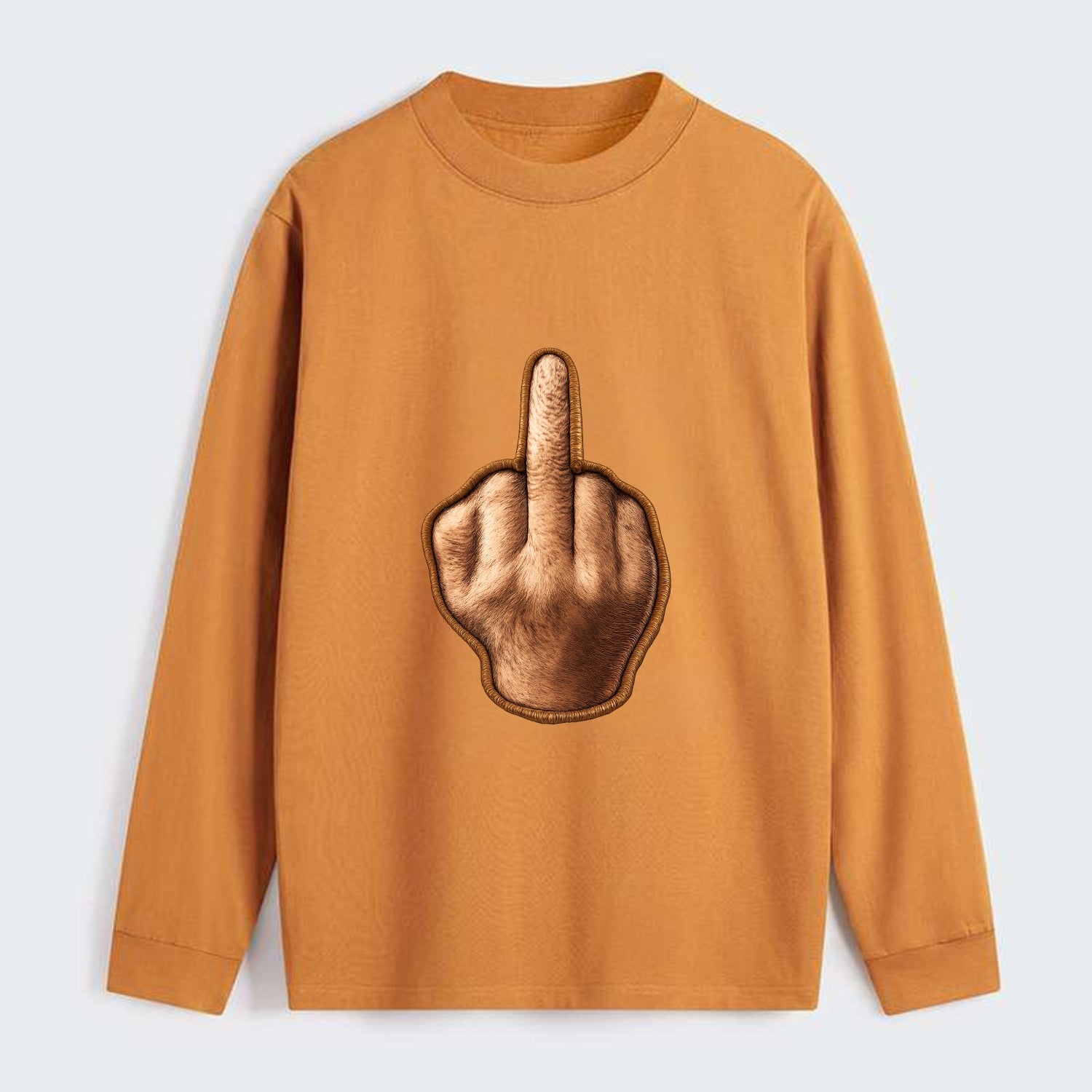 MIDDLE FINGER - hand gesture in skin tone , attitude - Classic Long Sleeve Shirt - Orange