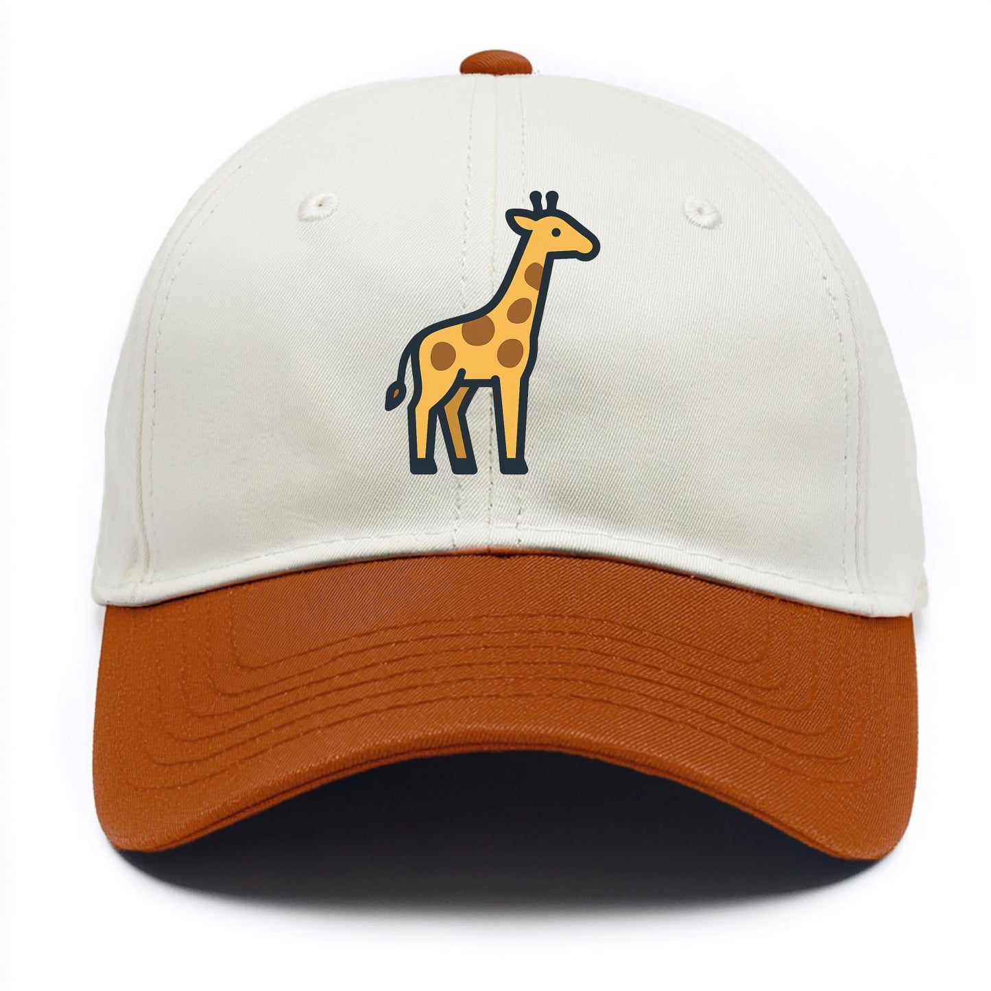 Giraffe - Yellow with brown patches flat side profile - Two Tone Cap - Orange