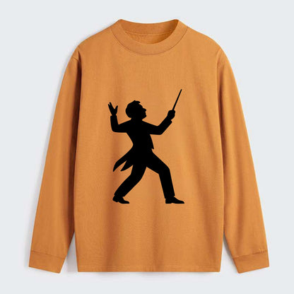 Conductor leading orchestra passionately - Classic Long Sleeve Shirt - Orange