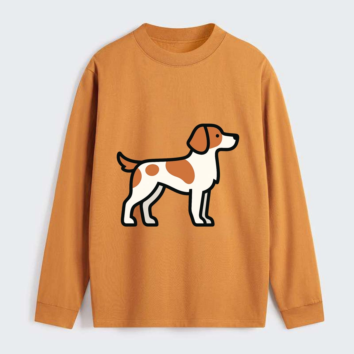 Brittany Spaniel - Orange and white flat side profile - Classic Long Sleeve Shirt - Orange