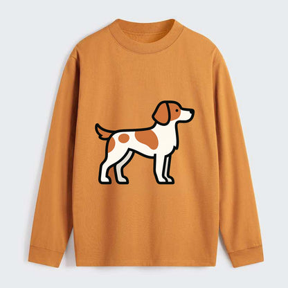 Brittany Spaniel - Orange and white flat side profile - Classic Long Sleeve Shirt - Orange
