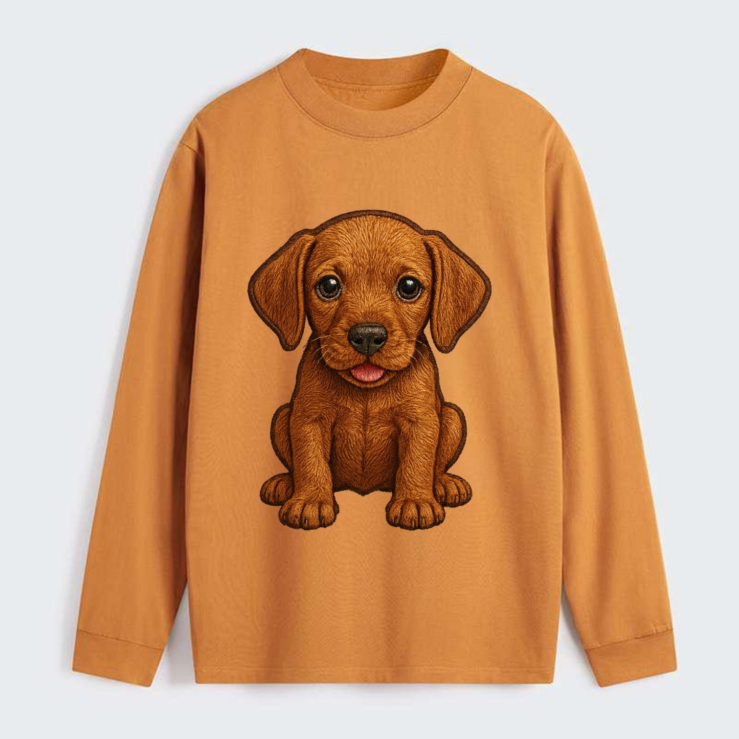 Baby Vizsla Puppy - golden rust coat, soulful eyes, athletic build, - Classic Long Sleeve Shirt - Orange