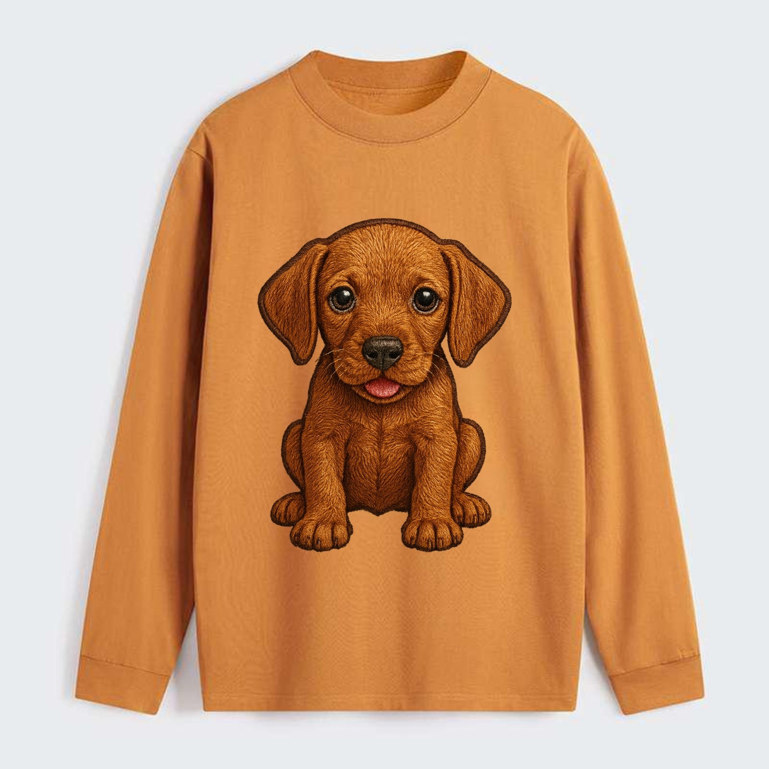 Baby Vizsla Puppy - golden rust coat, soulful eyes, athletic build, - Classic Long Sleeve Shirt - Orange