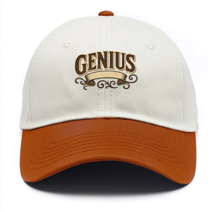 Bold typography design - "GENIUS" - exceptional intelligence, brilliance - Two Tone Cap - Orange
