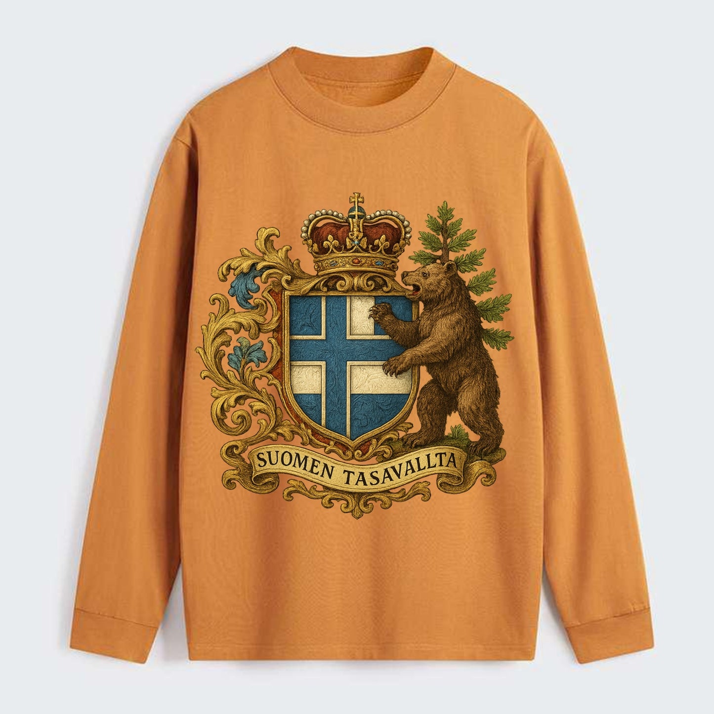 Finland Brown Bear Emblem - Classic Long Sleeve Shirt - Orange