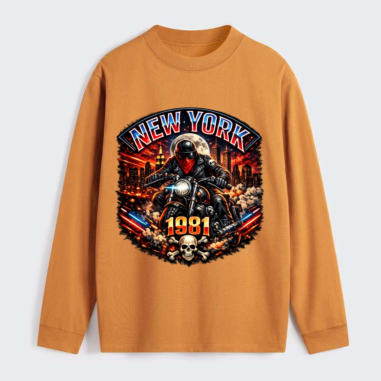New York 1981 Biker - Classic Long Sleeve Shirt - Orange