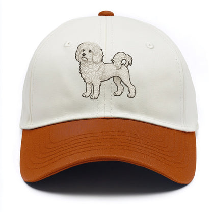Löwchen - Little Lion Dog white embroidered pose - Two Tone Cap - Orange
