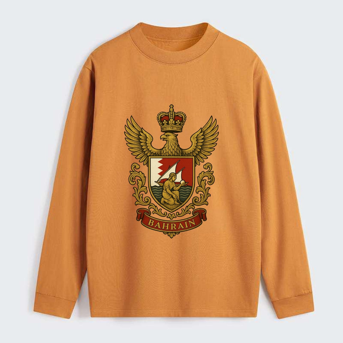Bahrain Heritage Badge - Classic Long Sleeve Shirt - Orange