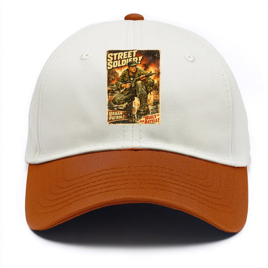 COMBAT READY | Military boots on wet pavement | Street soldier | Urban patrol | - Two Tone Cap - Orange