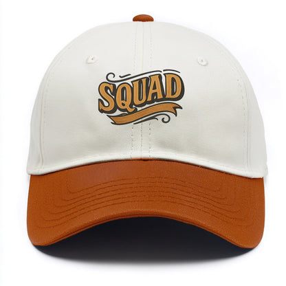 Bold typography design - "SQUAD" - your crew, your people - Two Tone Cap - Orange