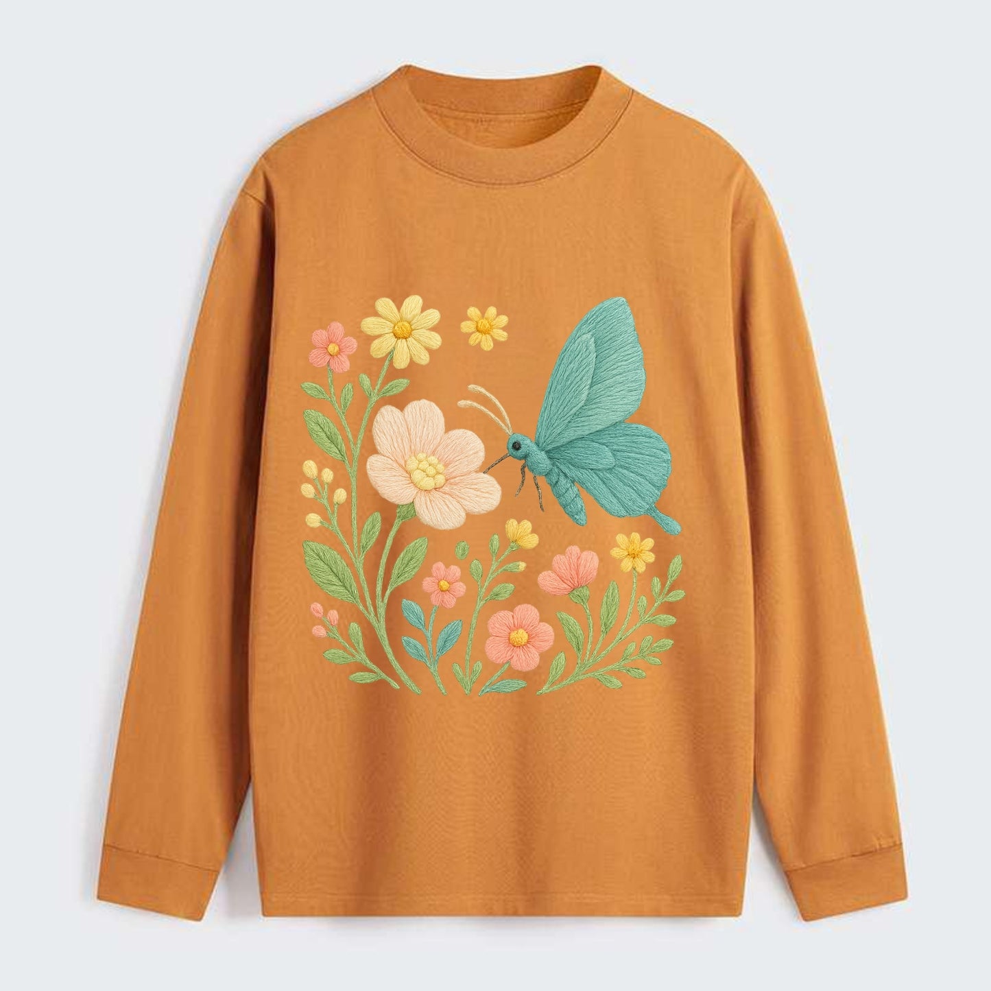 Mint Night Butterfly - Classic Long Sleeve Shirt - Orange
