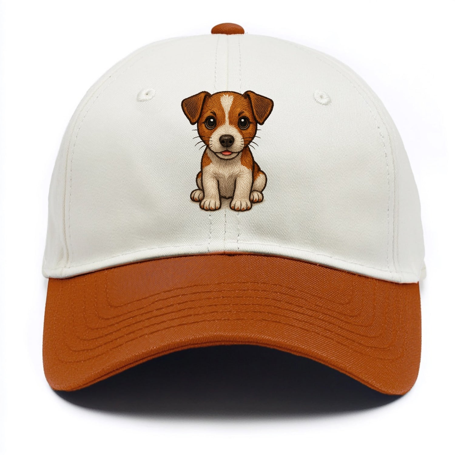 Baby Jack Russell Terrier Puppy - white with markings, alert ears, energetic eyes, - Two Tone Cap - Orange