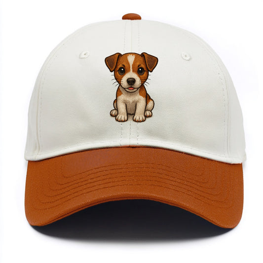Baby Jack Russell Terrier Puppy - white with markings, alert ears, energetic eyes, - Two Tone Cap - Orange