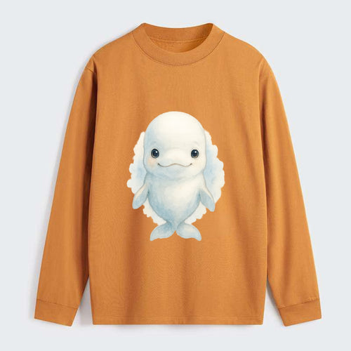 Baby Beluga Whale - pure white, rounded forehead, small eyes with big - Classic Long Sleeve Shirt
