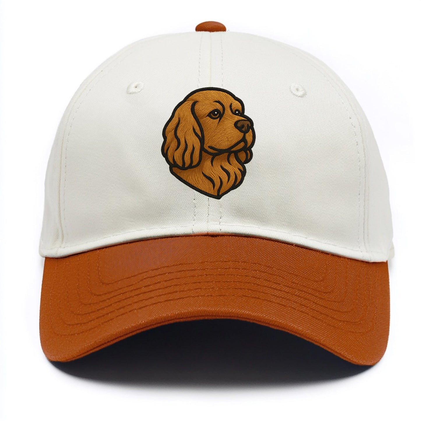 Sussex Spaniel - Golden liver embroidered low-set design - Two Tone Cap - Orange