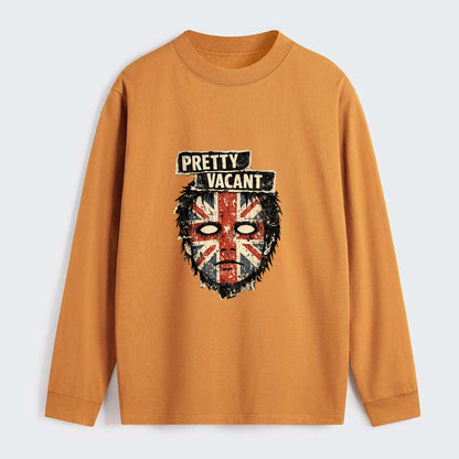 PRETTY VACANT | Blank stare Union Jack face | Empty expression | Punk - Classic Long Sleeve Shirt - Orange