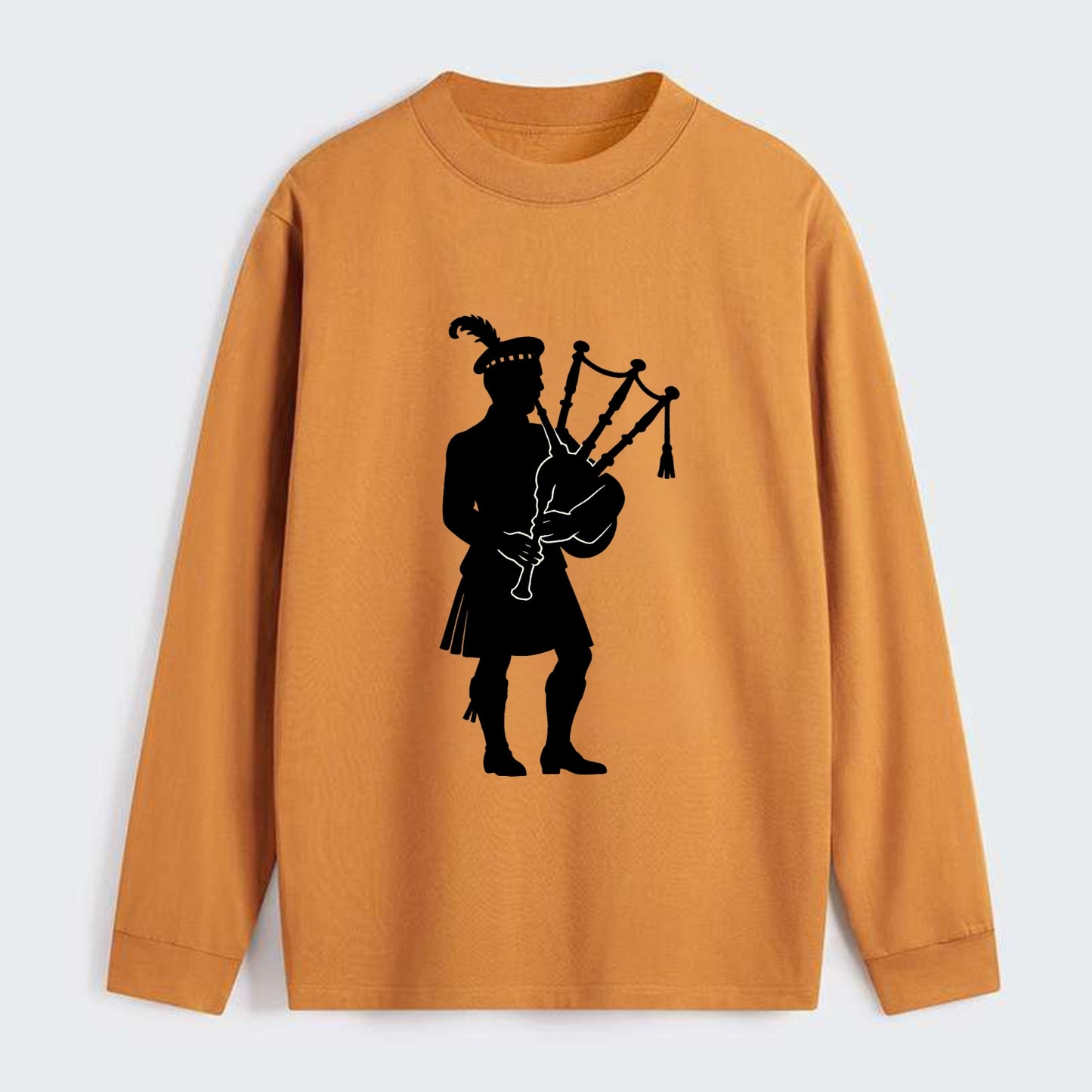 Bagpiper in traditional stance - Classic Long Sleeve Shirt - Orange
