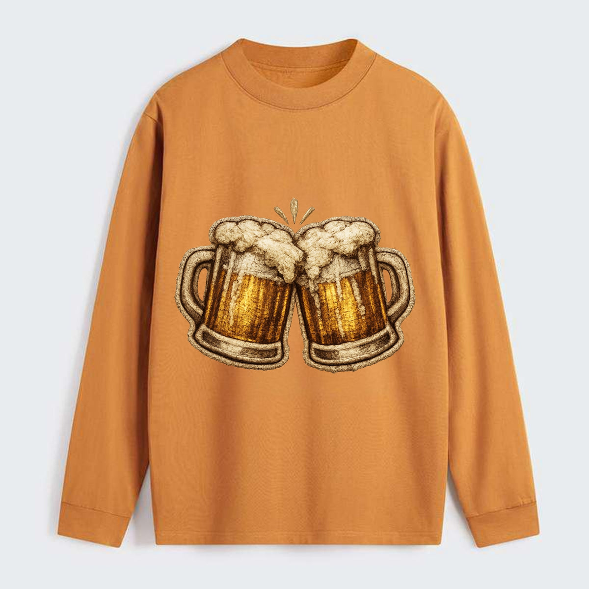BEER MUG CHEERS - frosty beer stein in gold and amber , brewery - Classic Long Sleeve Shirt - Orange