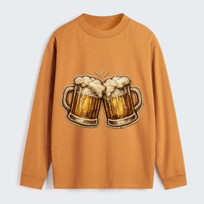 BEER MUG CHEERS - frosty beer stein in gold and amber , brewery - Classic Long Sleeve Shirt - Orange