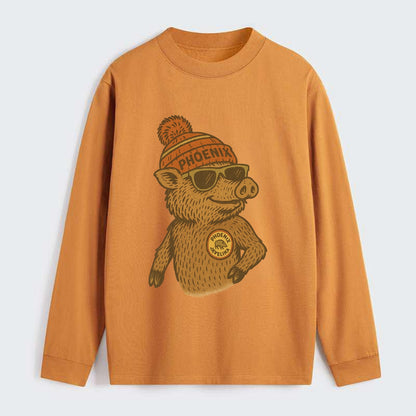 Phoenix Javelina wearing Phoenix beanie with pom pom and wayfarer - Classic Long Sleeve Shirt - Orange