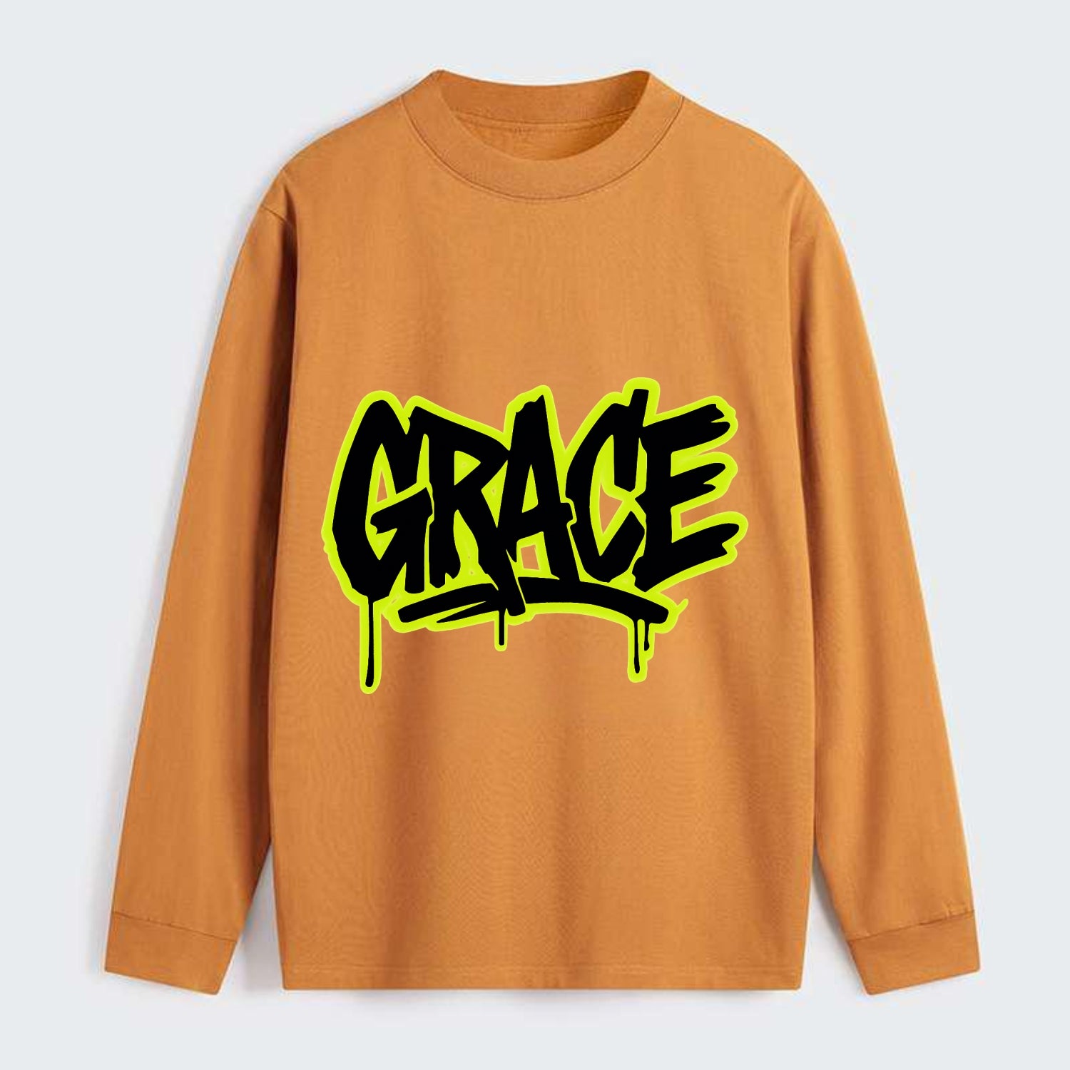 Bold typography design - "GRACE" - elegance under pressure, divine favor - Classic Long Sleeve Shirt - Orange