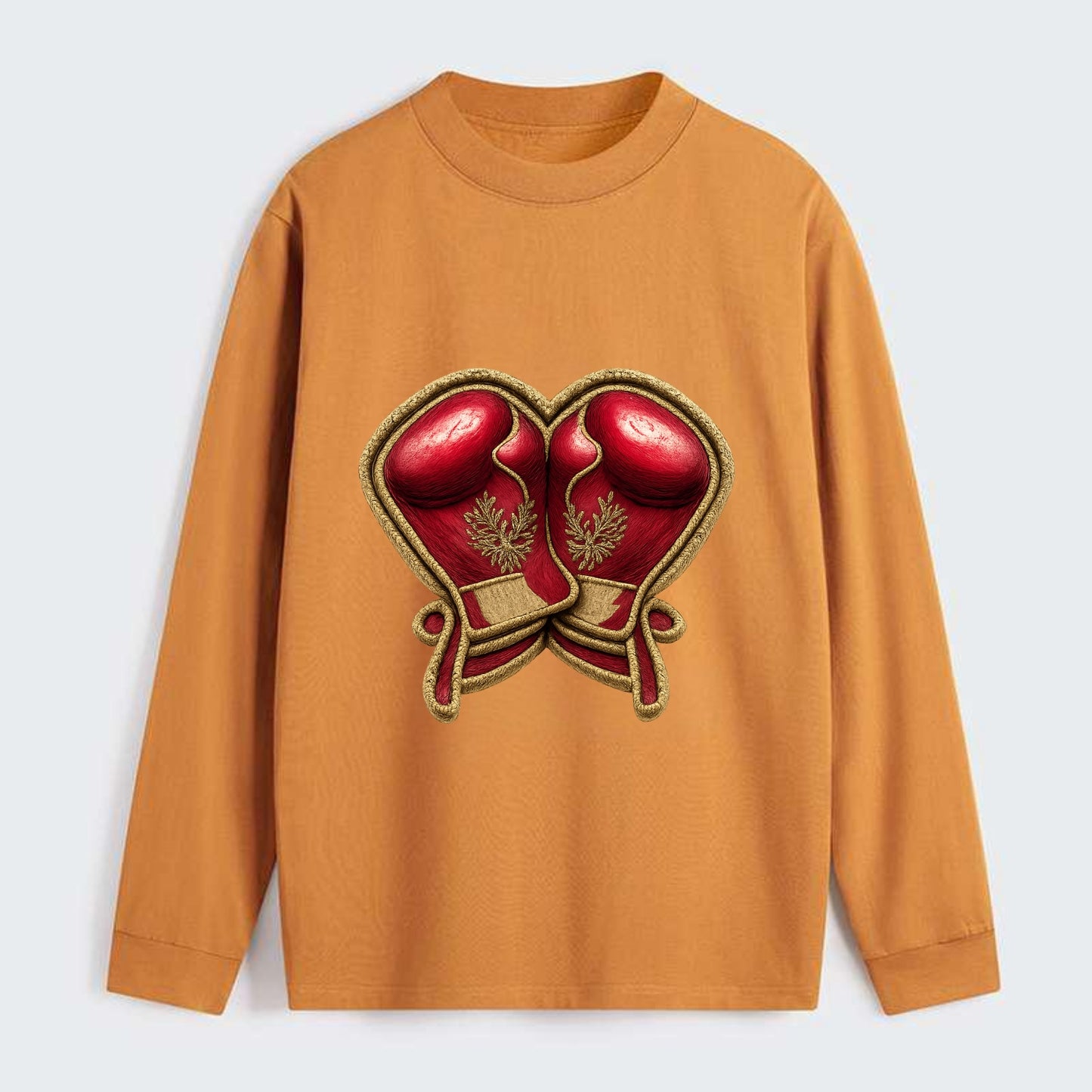 Embroidered patch design - BOXING GLOVES - red boxing gloves crossed in - Classic Long Sleeve Shirt - Orange