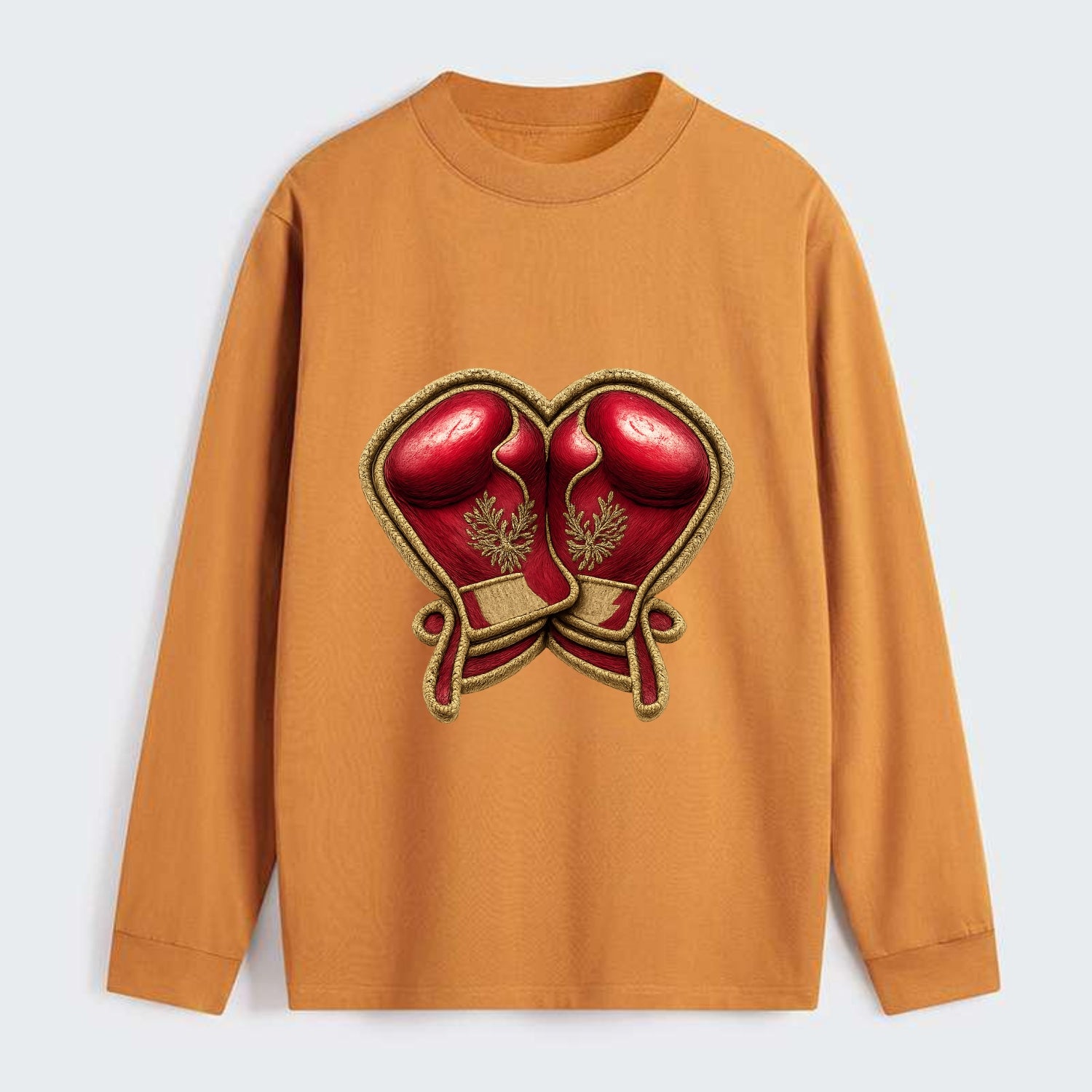 Embroidered patch design - BOXING GLOVES - red boxing gloves crossed in - Classic Long Sleeve Shirt - Orange