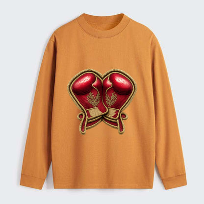 Embroidered patch design - BOXING GLOVES - red boxing gloves crossed in - Classic Long Sleeve Shirt - Orange