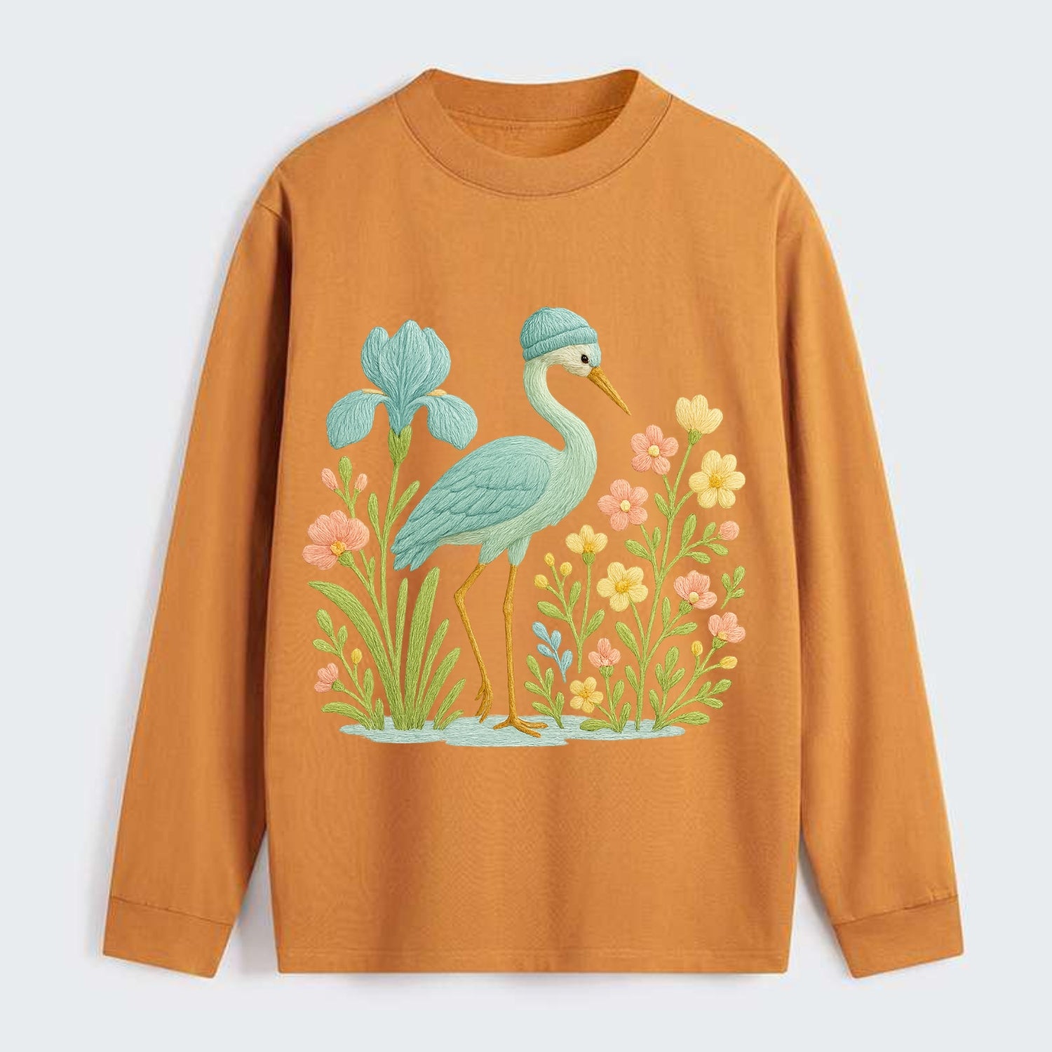 Mint Crane - Classic Long Sleeve Shirt - Orange