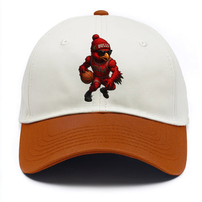 Windy City Hawk wearing Bulls beanie with six rings patch and wayfarer sunglasses - Two Tone Cap - Orange