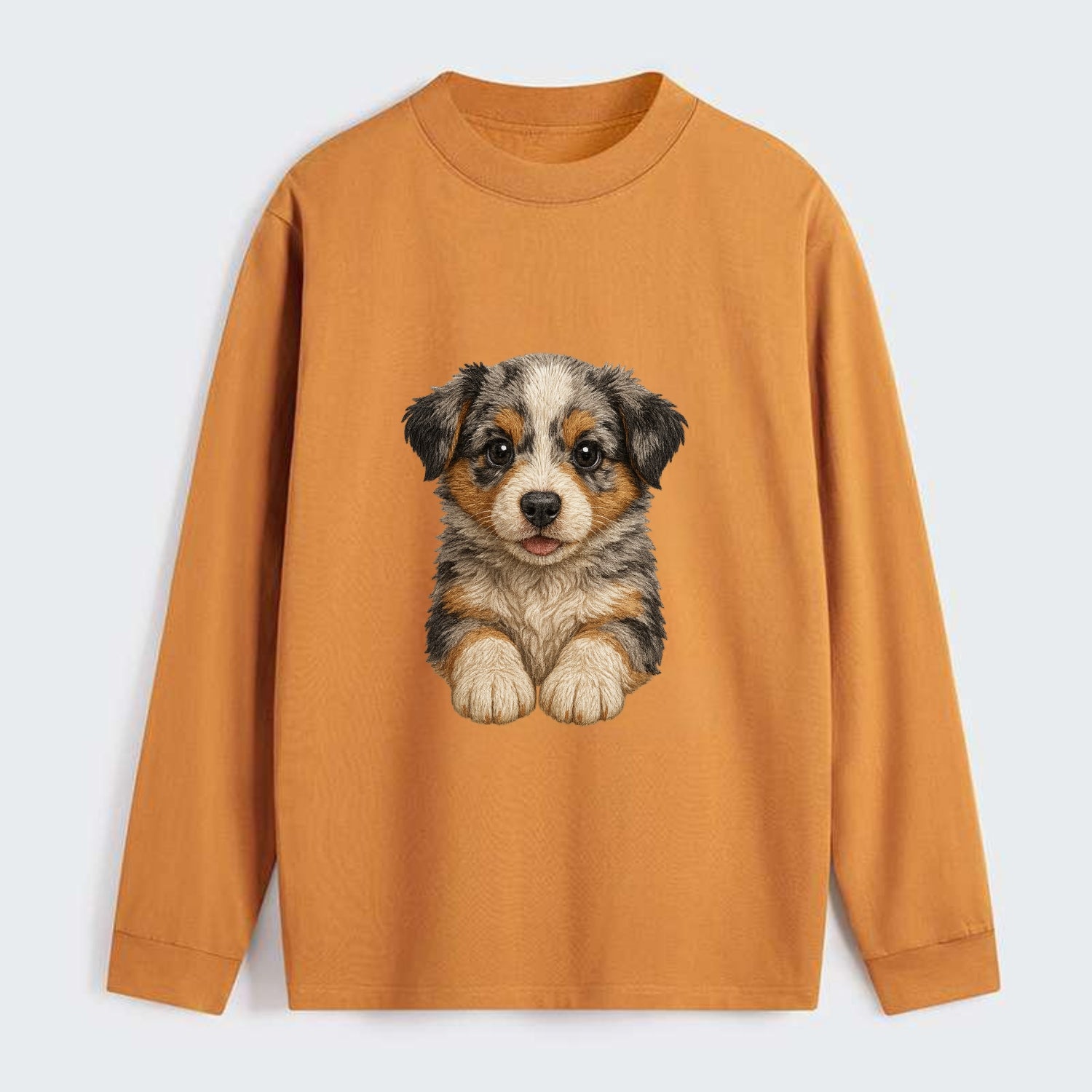 Baby Australian Shepherd Puppy - merle coat, bright eyes, fluffy, - Classic Long Sleeve Shirt - Orange