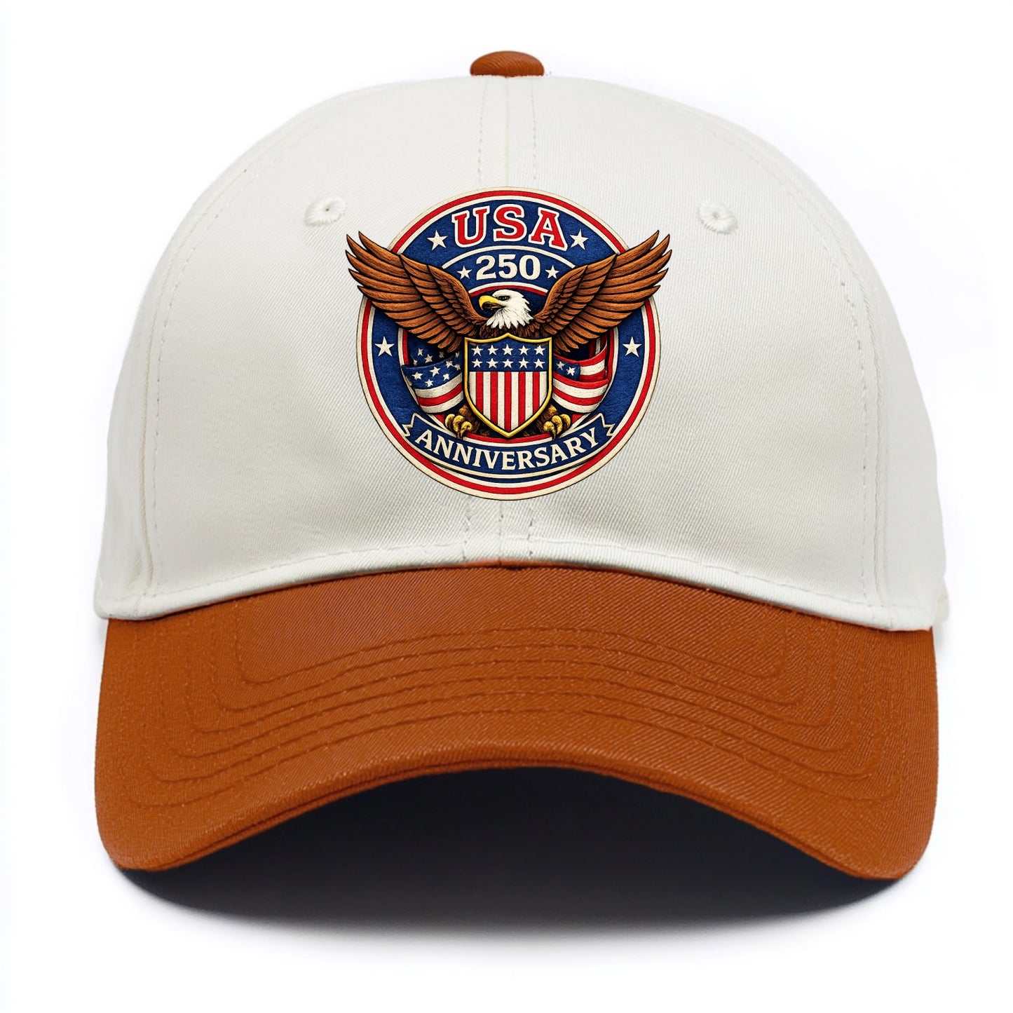 Usa 250 Anniversary Eagle Shield Emblem - Two Tone Cap - Orange