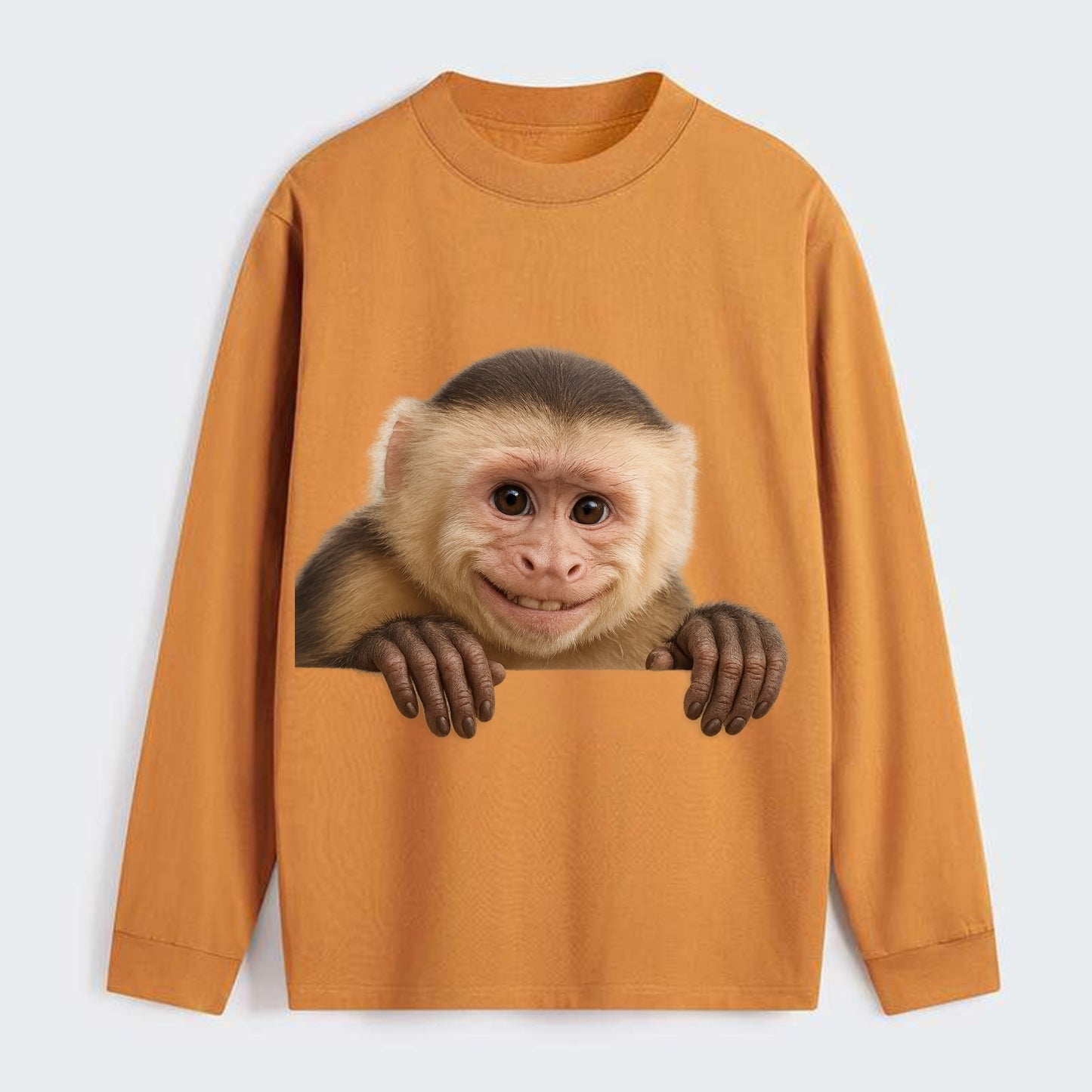 Capuchin Monkey  - Classic Long Sleeve Shirt - Orange