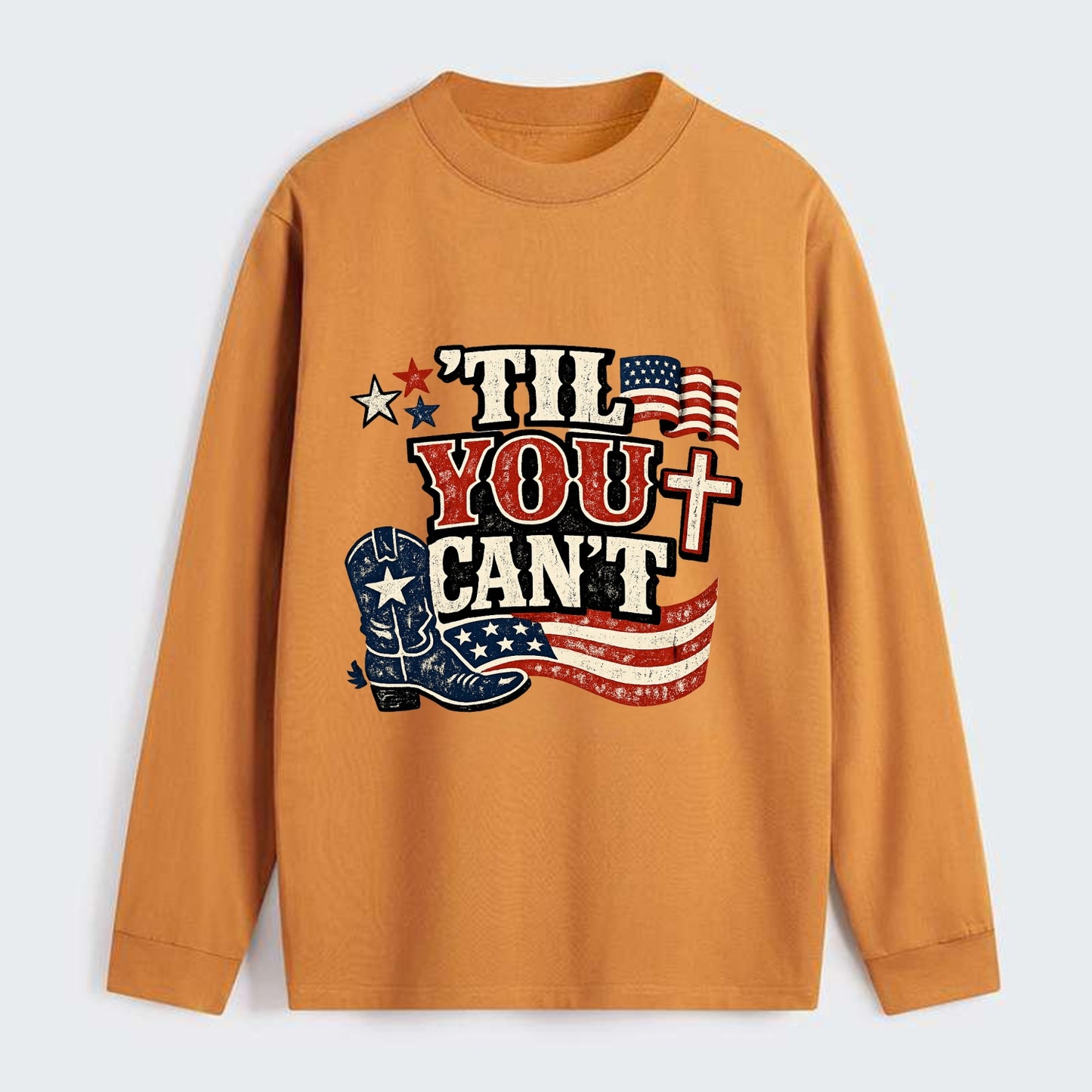 Til You Cant - Patriot Cross - Classic Long Sleeve Shirt - Orange