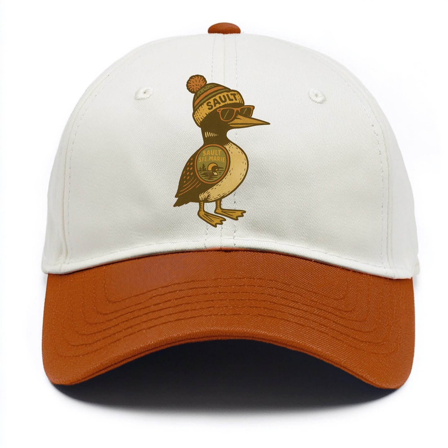 Sault Ste Marie Loon wearing Sault beani - Two Tone Cap - Orange