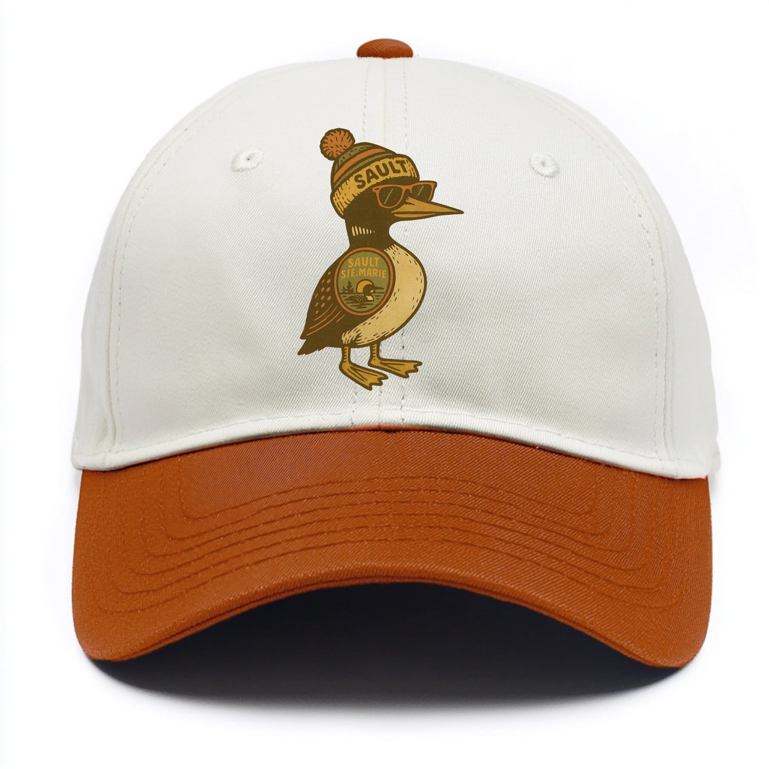 Sault Ste Marie Loon wearing Sault beani - Two Tone Cap - Orange