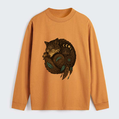 Sleeping Wolf Peace  - Classic Long Sleeve Shirt - Orange