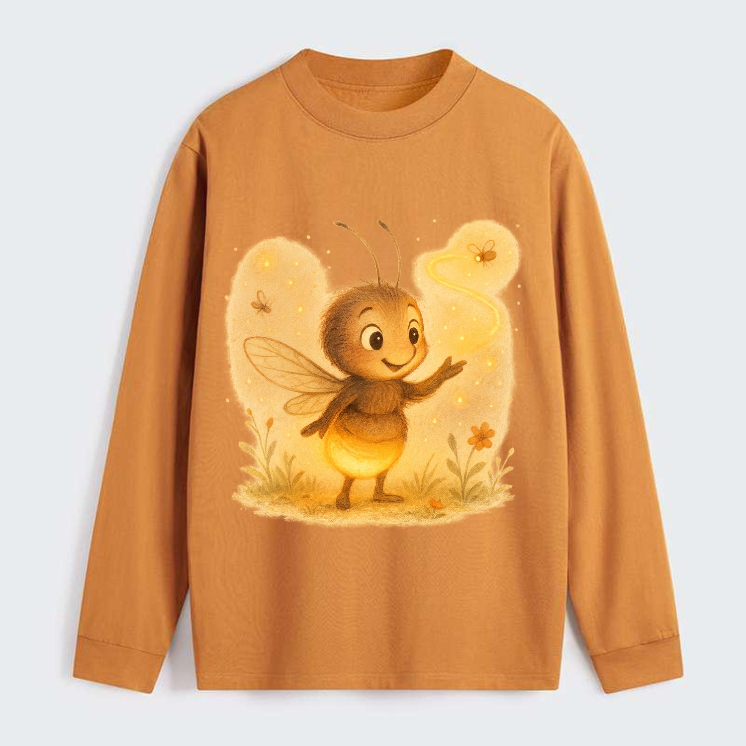 Firefly choreographer arranging synchronized light patterns over a - Classic Long Sleeve Shirt - Orange