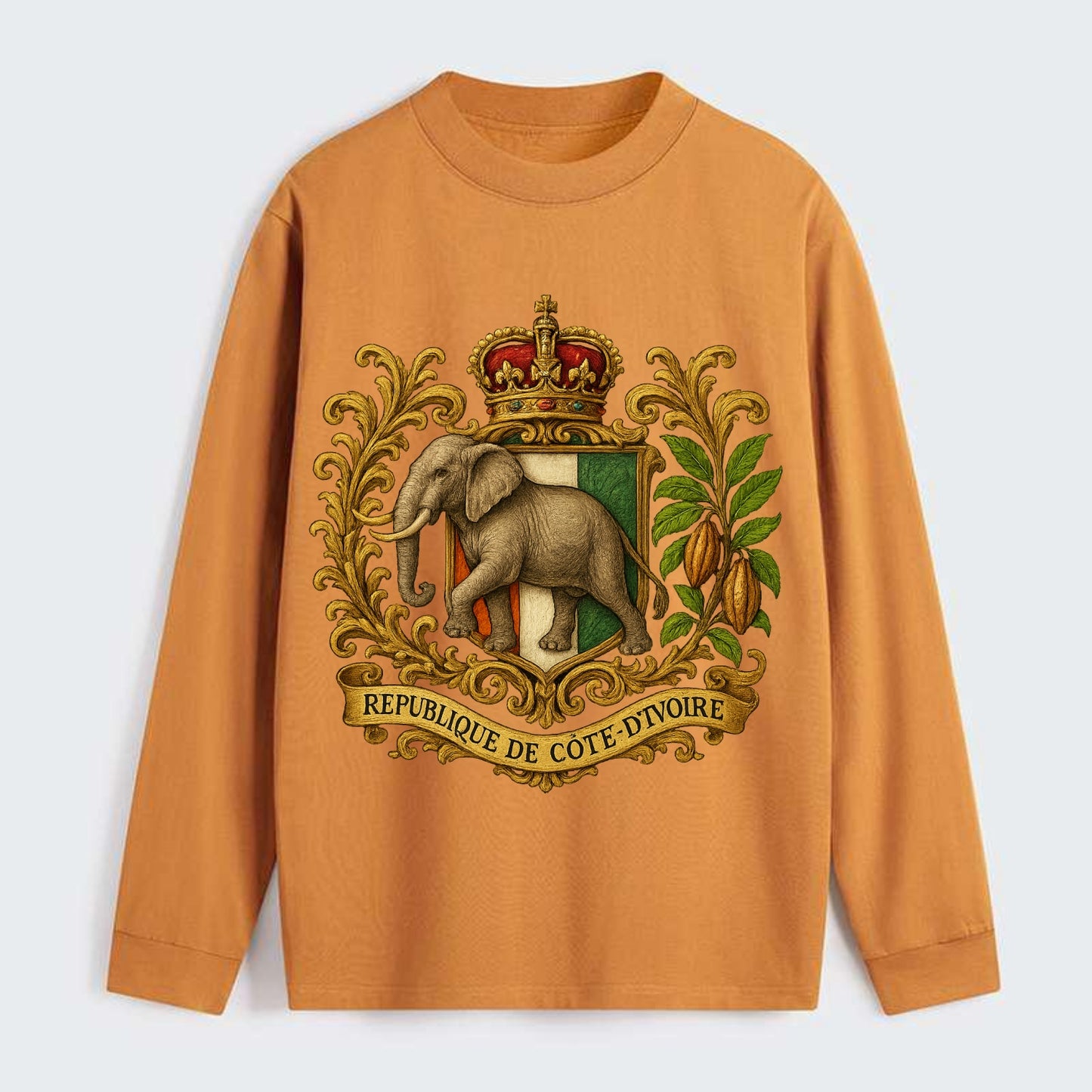 Ivory Coast Heritage Badge - Classic Long Sleeve Shirt - Orange