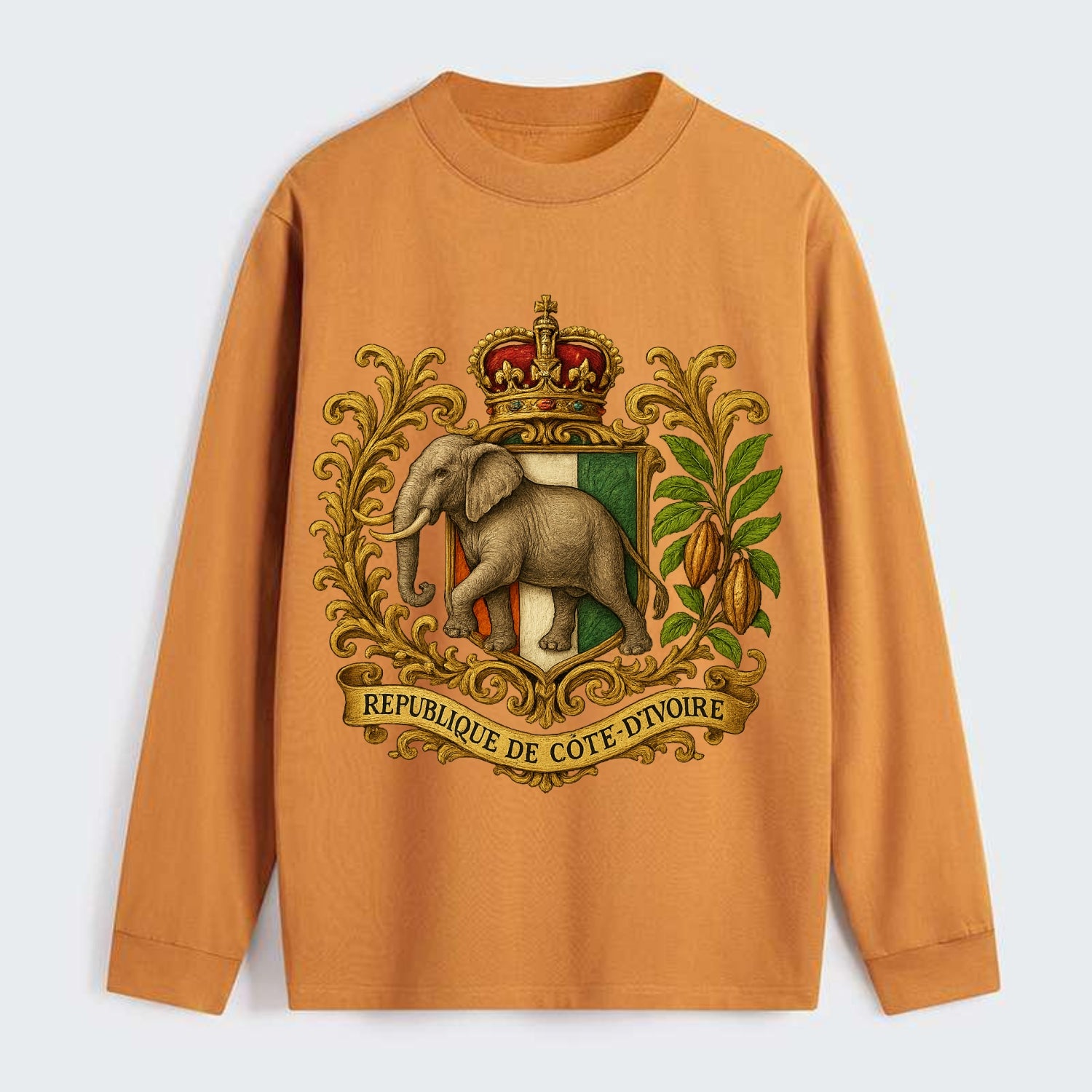 Ivory Coast Heritage Badge - Classic Long Sleeve Shirt - Orange