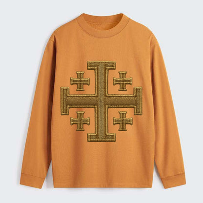 Jerusalem Cross  - Classic Long Sleeve Shirt - Orange