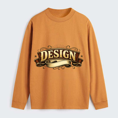 Bold typography design - "DESIGN" - intentional creation, aesthetic - Classic Long Sleeve Shirt - Orange