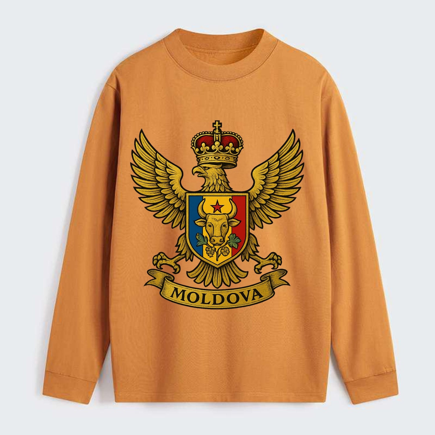 Moldova Heritage Badge - Classic Long Sleeve Shirt - Orange