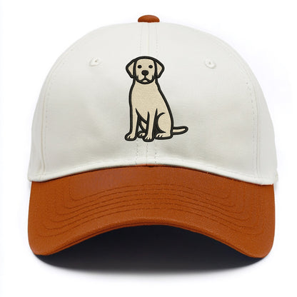 Goldador - Golden Lab mix sitting pose - Two Tone Cap - Orange