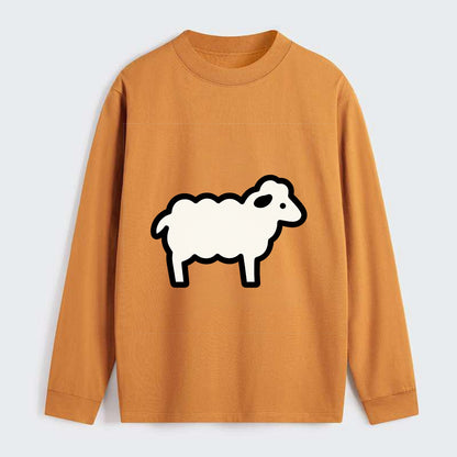 Sheep - White fluffy wool flat side profile - Classic Long Sleeve Shirt - Orange