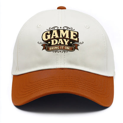 Bold typography design - "GAME DAY" - competition ready, bring it on - Two Tone Cap - Orange