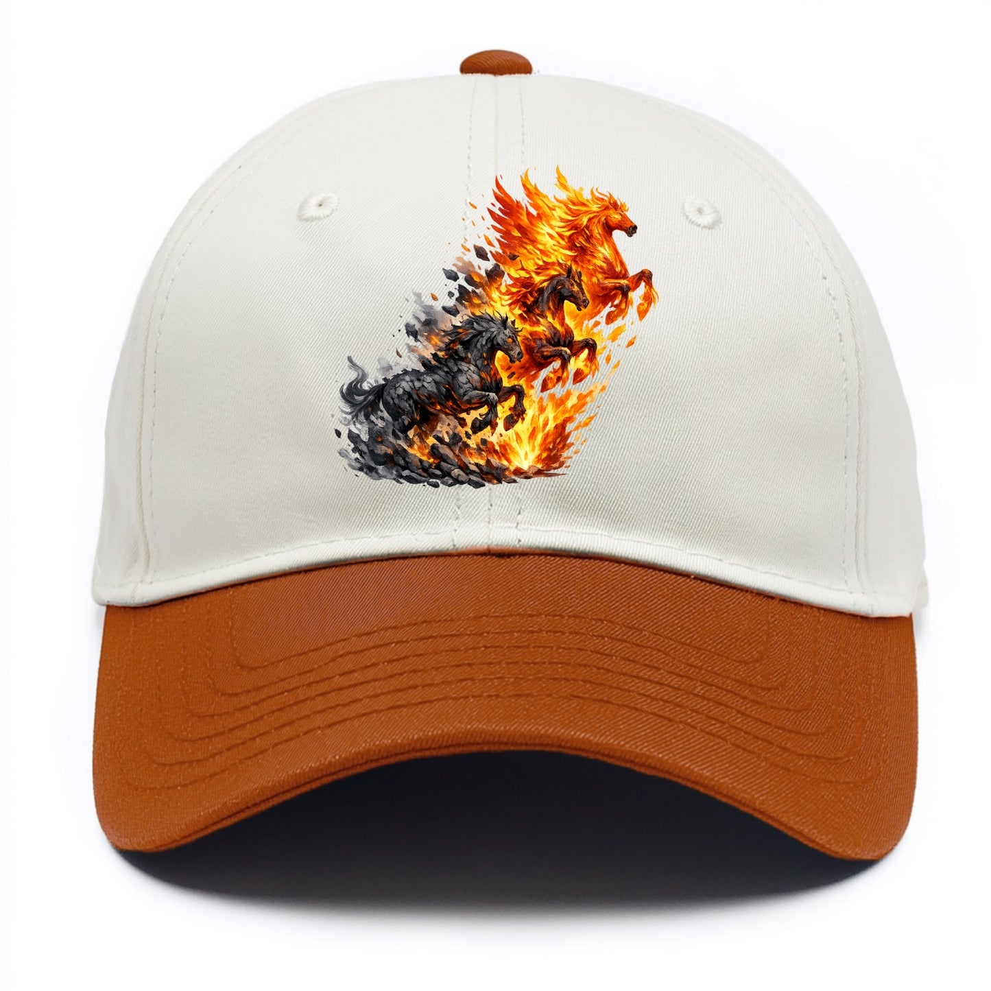 INFERNO STALLION | Horse made entirely of living flames | Blazing mane and tail | - Two Tone Cap - Orange