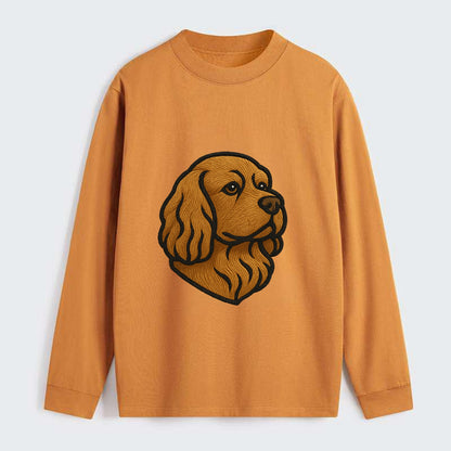 Sussex Spaniel - Golden liver embroidered low-set design - Classic Long Sleeve Shirt - Orange